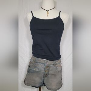 Free People Gray Distressed Old West Lace Sides Button Fly, Size 28